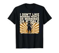 I Don't Like Mornings Funny Sleepy Tomcat Brews Coffee Value Graphic T-Shirt, Men, Black, L