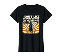 I Don't Like Mornings Funny Sleepy Tomcat Brews Coffee Value Graphic T-Shirt, Women, Black, XL