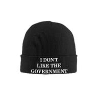 I Don't Like The Government Beanie Winter Warm Knit Skull Cap Knitted Hat Black