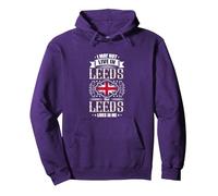 I don't live in Leeds, but Leeds lives in me! Pullover Hoodie, Adult Unisex, Purple, Medium