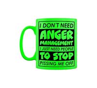 I Don't Need Anger Management Green Neon Funny Mug - Rude Sarcastic Novelty Coffee Mug - Adult Humour Funny Gift - Joke Ceramic Cup for Her or Him