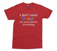I Don't Need Google Funny T-Shirt - Men - 2XL - Red Tee Idea by Daughter - Humorous Joke 100% Cotton Blend Top for Father Grandad