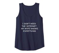 I Don't Need The Internet My Wife Knows Everything Apparel Tank Top, Women, Navy Blue, Small