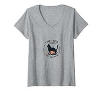 I Don't Need Therapy I Just Need My Cat Funny Pet Lover V-Neck T-Shirt, Women, Heather Grey, M