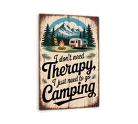 I Don't Need Therapy - Vintage Camping Metal Sign, Rustic Camper Trailer Wall Art, Outdoor Adventure Decor For Cabin Or RV 8x12