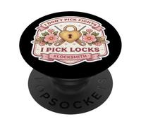 I Don't Pick Fights I Pick Locks Funny Locksmith Woman Joke PopSockets Adhesive PopGrip