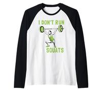 I Don't Run from Problems I Do Squats Fitness Gym Workout Raglan Baseball Tee