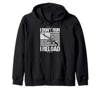 I DON'T RUN I RELOAD Vintage US Flag Gun Zip Hoodie