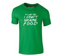 I Don't Share Food, Adults Printed T-Shirt - Kelly Green/White L
