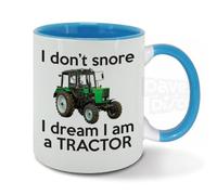I Don't Snore, I Dream I am a Green Tractor, snoring, Farmer, Farming, Green Tractor, Driver, Funny, Blue Inside, Ceramic Mug, Cup