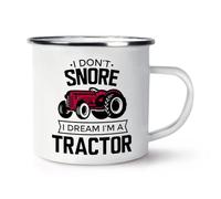 I Don't Snore I Dream I'm A Tractor Red Enamel Mug Cup