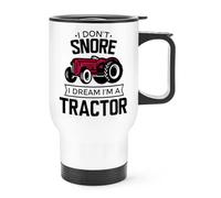 I Don't Snore I Dream I'm A Tractor Red Travel Mug Cup with Handle