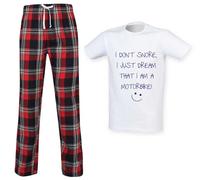 60 Second Makeover Limited Mens I Don't Snore I Just Dream I'm A Motorbike Tartan Pyjama Set Fathers Day Birthday Red