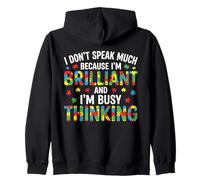 I Dont Speak Much Brilliant Autistic Autism Awareness Month Zip Hoodie
