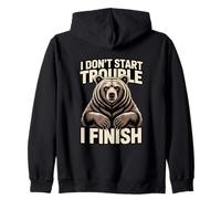 I Don't Start Trouble I Finish Grizzly Bear Zip Hoodie