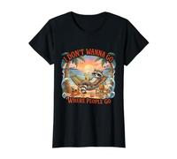 I Don't Wanna Go Where People Go Funny Introvert Vacation Value Graphic T-Shirt, Women, Black, M