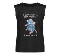 I Dont Want to Cook Anymore I Dont Want to Die Shirt Funny Mouse Unisex Sleeveless T-Shirt Graphic Printed Tee Mens Black Vest Tank Shirt L