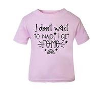 I Don't Want to nap I get FOMO Statement [BBY5] Short Sleeve Cotton Toddler t Shirt, 1-2 Years, Pastel Pink