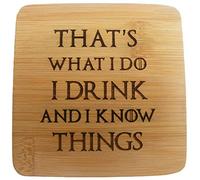I DRINK AND I KNOW THINGS GAME OF THRONES COASTERS TEA COFFEE WINE BEER DRINKS MAT WINTER IS COMING WOLF ENGRAVED BAMBOO WOODEN NOVELTY WOOD BIRTHDAY PRESENT WEDDING GIFT LASER ENGRAVED (2)