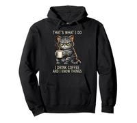 I Drink Coffee And I Know Things Grumpy Funny Cat Humor Pullover Hoodie