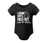 I Drink Until I Pass Out Like My Uncle Baby Bodysuit Funny Newborn Romper Outfit Boys Girls Black-style 3months