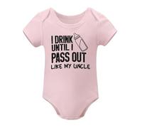 I Drink Until I Pass Out Like My Uncle Baby Bodysuit Funny Newborn Romper Outfit Boys Girls Light Pink-style-1 3months