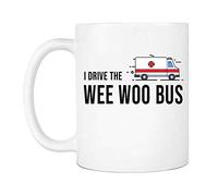 I Drive The Wee Woo Bus Mug, Funny Paramedic Job Ceramic Coffee Mugs Saying White,