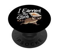 I Earned This Slice Funny Raccoon Pizza Thief Trash Panda PopSockets Adhesive PopGrip