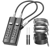 I-EASYDWW 4-Digit Combination Cable Luggage Lock with 3 Interchangeable Steel Cables (9"/24"/47") - for Bike, Backpack, Gym, Cabinet, Gate (Gray, 2 Pack)