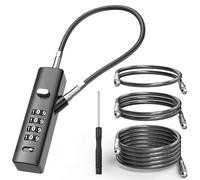 I-EASYDWW 4-Digit Combination Cable Luggage Lock with 3 Interchangeable Steel Cables (9"/24"/47") - for Bike, Backpack, Gym, Cabinet, Gate (Gray, 1 Pack)