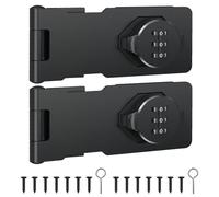 I-EASYDWW Cabinet Password Hasp Lock, Keyless Combination Lock for Small Doors, Bathroom, Outdoor, Garage, Black, 2 Pack