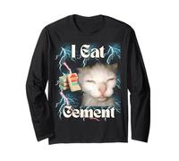 I Eat Cement Funny Cat Meme Internet Memes Funny Memes Gen-Z Long Sleeve T-Shirt