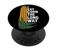 I Eat Corn The Long Way Funny Vegetable Humor Food Lover PopSockets Adhesive PopGrip