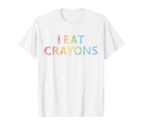 I Eat Crayons Funny Kids Art Projects Coloring Value Graphic T-Shirt, Men, White, S