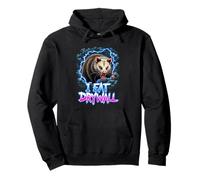 I Eat Drywall Angry Possum Unhinged Opossum Energy Lighting Pullover Hoodie