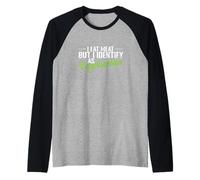 I Eat Meat Identify as Vegetarian Funny Raglan Baseball Tee