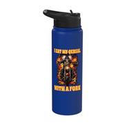 I Eat My Cereal with A Fork Cringe Skeleton Stainless Steel Insulated Water Bottle