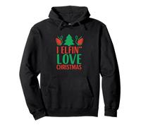 I Elfin' Love Christmas Funny Elf Holiday Pun Pullover Hoodie