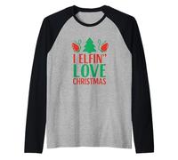 I Elfin' Love Christmas Funny Elf Holiday Pun Raglan Baseball Tee