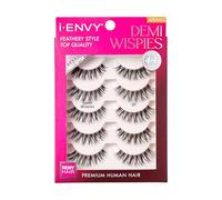 i-ENVY 5 Pairs Demi Wispies False Lashes (1 Pack), Premium Quality 100% Human Hair, Fluffy Feathered Eyelashes With Volume & Curl, Natural Look, Lightweight, Comfortable, Reusable for Everyday Wear