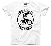 I Fail at My Stunts Mountain Bike MTB T-Shirt Tee Fail Stuntman Broken Funny - Mens Unisex T-Shirt L White