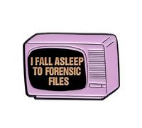 I Fall Asleep To Forensic Files Enamel Pin Badge Retro TV True Crime Quote Gift 3 x 2cm