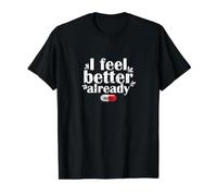 I Feel Better Already Placebo Humor Value Graphic T-Shirt, Men, Black, XL