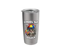 I Feel So Sigma Unhinged Cat Gen Z Meme Brainrot Slang Witty Stainless Steel Insulated Tumbler