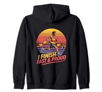 I Finish Fast & Proud Inspirational Runner Zip Hoodie