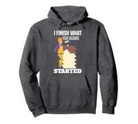 I Finish What Your Husband Started Painter Pullover Hoodie, Adult Unisex, Dark Heather Grey, XX-Large