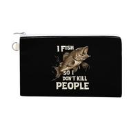 I Fish So I Don't Kill People Canvas Coin Purse Fashion Travel Makeup Bag