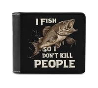 I Fish So I Don't Kill People Classic Mens Wallets Women Slim Bifold Wallet Card Holder for Front Pocket