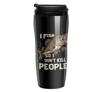 I Fish So I Don't Kill People Coffee Cup Travel Mug with Leakproof Lid Double Wall Tumbler Water Bottle