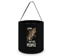 I Fish So I Don't Kill People Large Easter Basket Candy Bags Canva Tote Bag Portable Hallowee Bucket